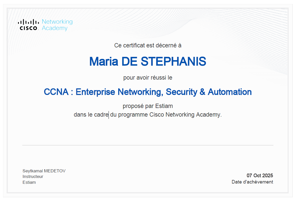 CCNA Enterprise Networking, Security and Automation